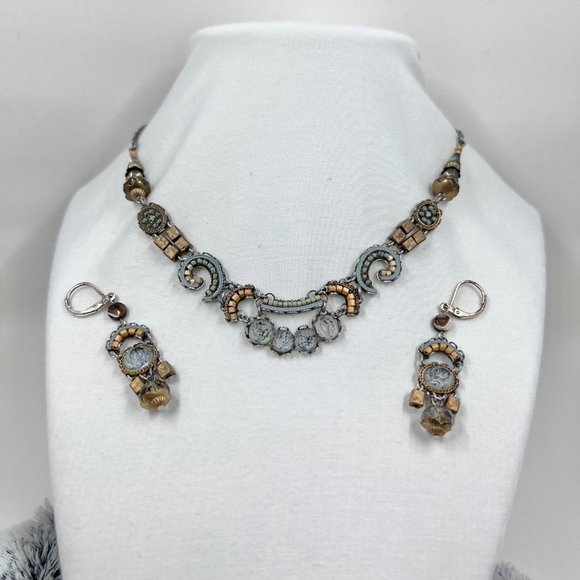 💖HP💖 Ayala Bar - Absolutely Stunning Green, Blue, & Copper Earring & Necklace - Picture 2 of 7